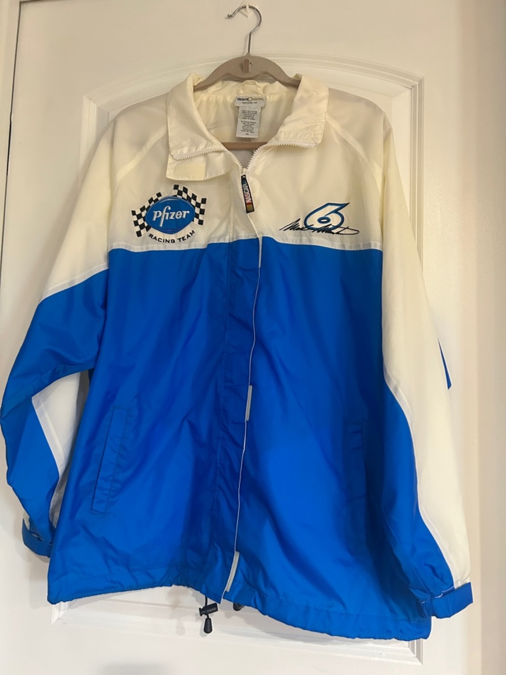 Pfizer Racing Team Blue and Cream Windbreaker Jacket